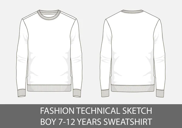 Moda teknik kroki için çocuk 7-12 yaş kazak vektör grafik içinde