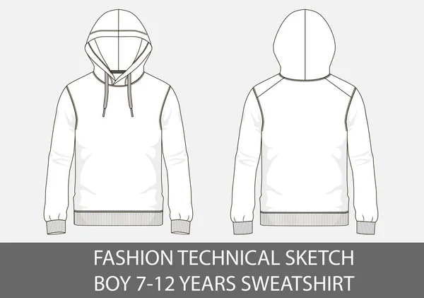 Mode Technische Schets Voor Boy Jaar Sweatshirt Met Capuchon Vectorafbeelding — Stockvector