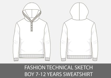 Moda teknik kroki için çocuk 7-12 yaş kazak ile vektör grafiği mahallede