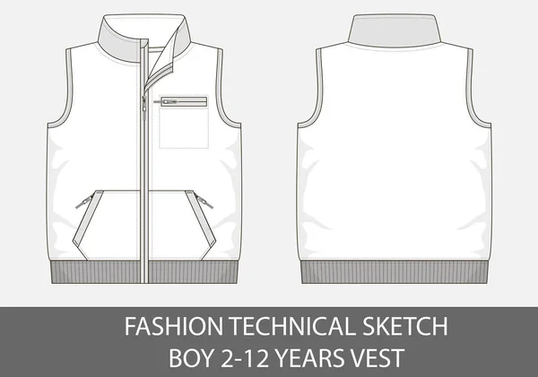 Szkic Techniczny Moda Dla Chłopca Lat Kamizelka Grafikę Wektorową — Wektor stockowy