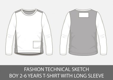 Moda teknik Kroki 2-6 yaş çocuk için uzun vektör grafiği kollu t-shirt ile