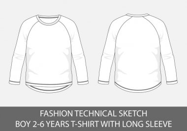 Moda teknik Kroki 2-6 yaş çocuk için uzun vektör grafiği kollu t-shirt ile
