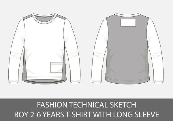 Moda teknik Kroki 2-6 yaş çocuk için uzun vektör grafiği kollu t-shirt ile