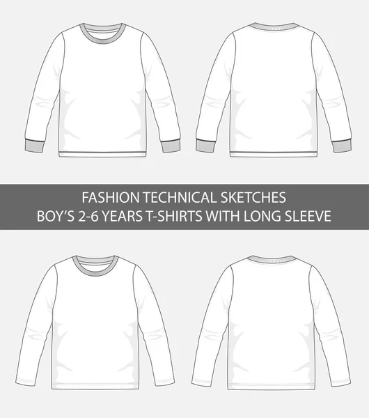 Moda teknik çocuklar için 2-6 yaş t-shirt uzun kollu vektör grafiği ile skeçler