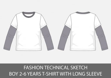 Moda teknik Kroki 2-6 yaş çocuk için uzun vektör grafiği kollu t-shirt ile