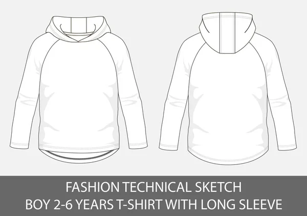 Moda Teknik Ile Kapüşonlu Shirt Uzun Kollu Vektör Grafik Olarak — Stok Vektör
