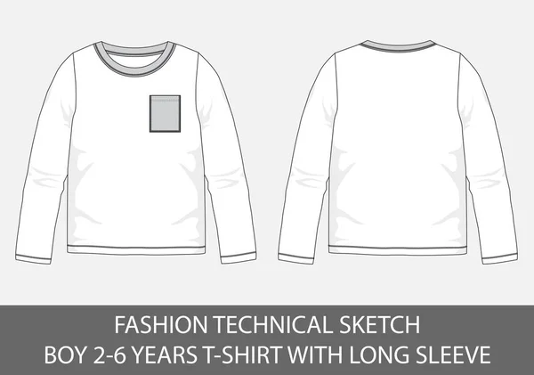 Мода Технический Эскиз Мальчика Лет Футболка Длинным Рукавом Векторной Графике — стоковый вектор