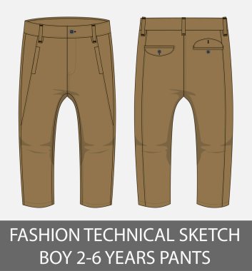Moda teknik Kroki 2-6 yaş pantolon vektör grafik içinde