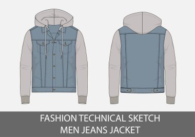 Moda teknik çizim vektör mahallede erkek kot pantolon ceket