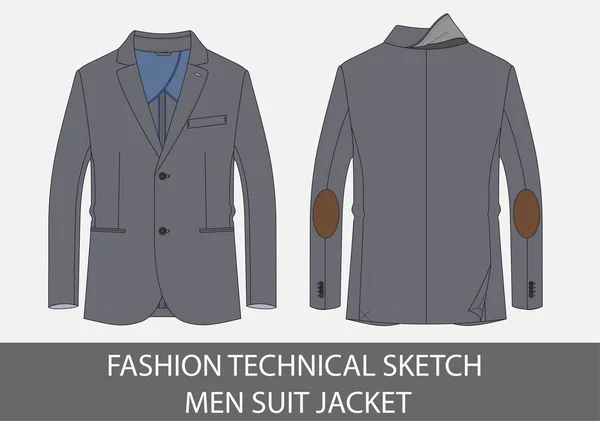 Mode Technische Skizze Herren Anzug Jacke Vektor — Stockvektor