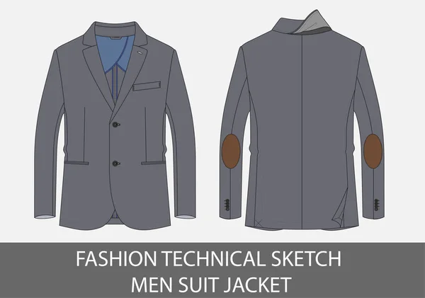 Chaqueta Traje Hombre Dibujo Técnico Moda Vector — Archivo Imágenes Vectoriales