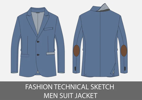 Mode Esquisse Technique Homme Costume Veste Vecteur — Image vectorielle