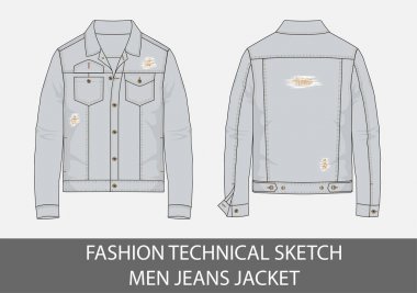 Moda teknik çizim vektör grafiği erkek kot pantolon ceket