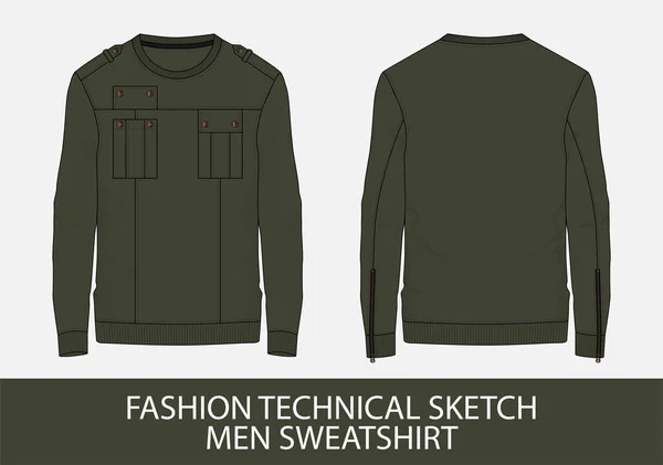 Sudadera Hombre Sketch Técnico Moda Gráfico Vectorial — Vector de stock