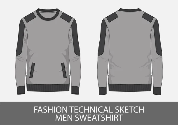 Mode Technische Schets Mannen Sweatshirt Vectorafbeelding — Stockvector