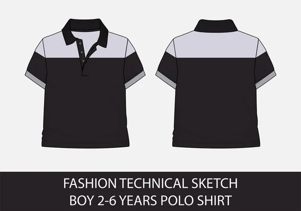 Fashion Technische Schets Voor Jongen Jaar Polo Shirt Vector Graphic — Stockvector