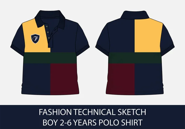 Modetechnische Skizze Für Jungen Von Jahren Poloshirt Vektorgrafik — Stockvektor