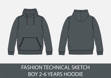 2-6 yıllık vektör grafik kapüşonlu çocuk için moda teknikleri.