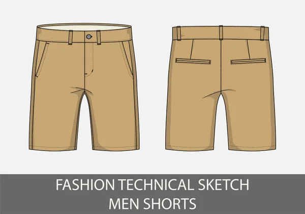 Vektör grafiğindeki kısa erkek için moda teknik çizimi