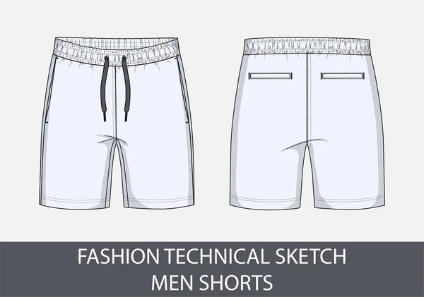 Bosquejo Dibujo Técnico Moda Para Hombres Cortos Gráfico Vectorial — Vector de stock