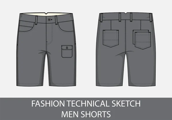 Desenho Técnico Moda Para Homens Shorts Gráfico Vetorial —  Vetores de Stock