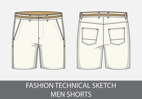 Mode Technische Zeichnung Skizze Für Männer Shorts Vektorgrafik — Stockvektor