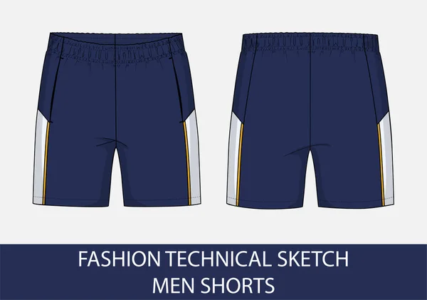 Vektör grafiğindeki kısa erkek için moda teknik çizimi