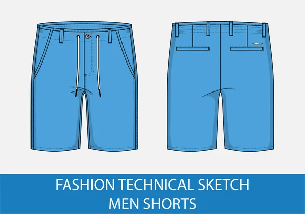 Mode Teknisk Ritning Skiss För Män Shorts Vektor Grafik — Stock vektor