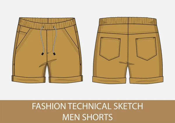 Mode Technische Zeichnung Skizze Für Männer Shorts Vektorgrafik — Stockvektor