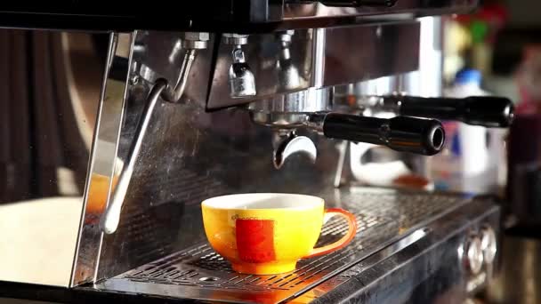 Barista bereitet Kaffee in der Kaffeebar zu — Stockvideo