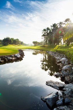 Güzel manzara çim ve güzel kanal