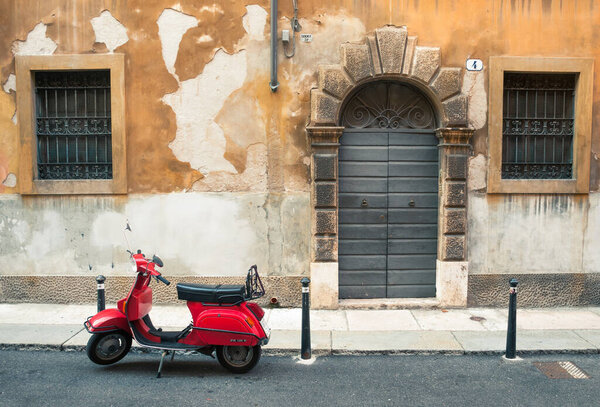 old scooter on the city street