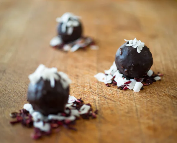 Schokoladenkugeln Mit Kokosnuss Der Spitze — Stockfoto