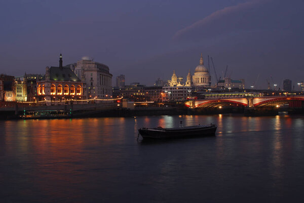 View across the River Thames at night