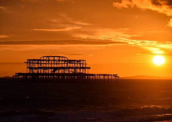 Brighton zonsondergang — Stockfoto