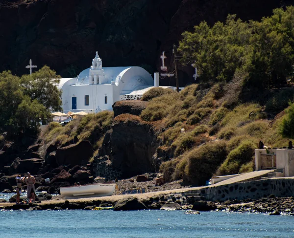 Akrotiri Greece July 2019 Saint Nikolaos Church Overlooking Coast Line — ストック写真