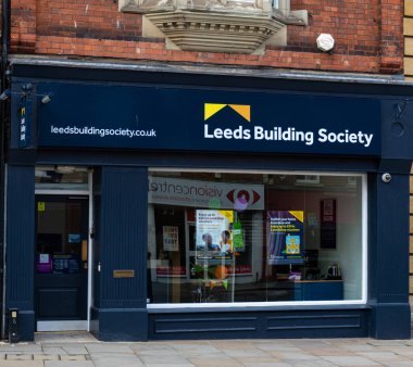 Gloucester, England - September 08 2019:   The frontage of the Leeds Building Society branch in Northgate Street