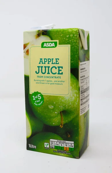 Reading December 2019 Carton Asda Apple Juice — стокове фото