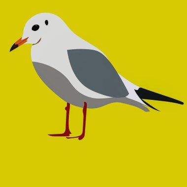 Logo ya da simge olarak kullanılacak siyah başlı martının grafiksel bir çizimi