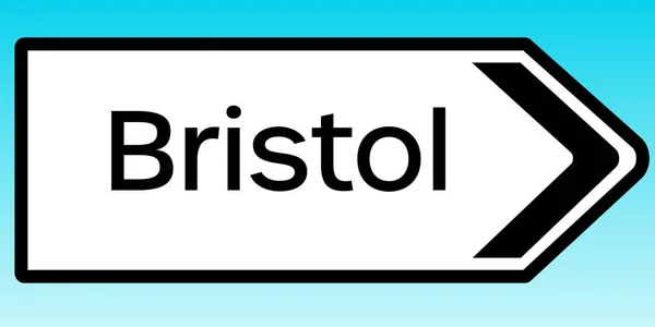 一幅指向布里斯托尔的英国路标的图片说明 — 图库照片