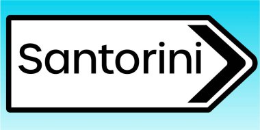 Santorini 'yi gösteren İngiliz yol tabelasının grafiksel bir yanılsaması.
