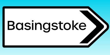 Basingstoke 'u gösteren İngiliz yol tabelasının grafiksel bir yanılsaması.