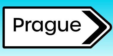Prag 'ı gösteren bir İngiliz yol tabelasının grafiksel çizimi