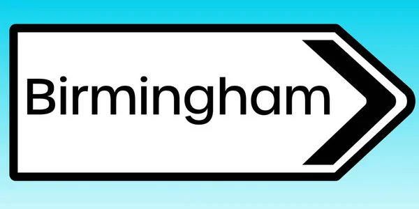 一幅指向伯明翰的英国路标的图片说明 — 图库照片