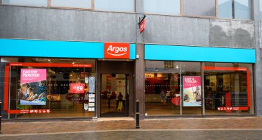 Worcester, United Kingdom - March 15 2020:  The frontage of Argos Catalogue store on The Shambles clipart