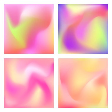 Gradyan seti. Modern arka plan. Poster, afiş, el ilanı ve sunum için renkli sıvı kapak. Modaya uygun yumuşak renk.