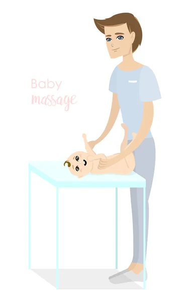 Baby massage voor kinderen. Vlakke geïsoleerde vectorillustratie. — Stockvector