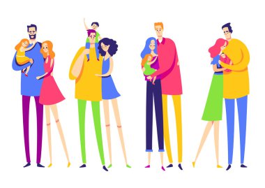 Birbirine aşık çiftler. Çocuklu aileler.