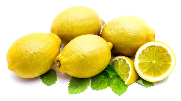 Lemon with melissa isolated — Stock Photo, Image