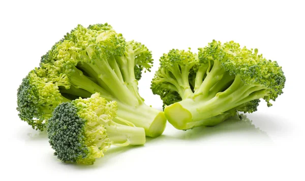 Brocoli Frais Isolé Sur Fond Blanc Trois Pièces — Photo